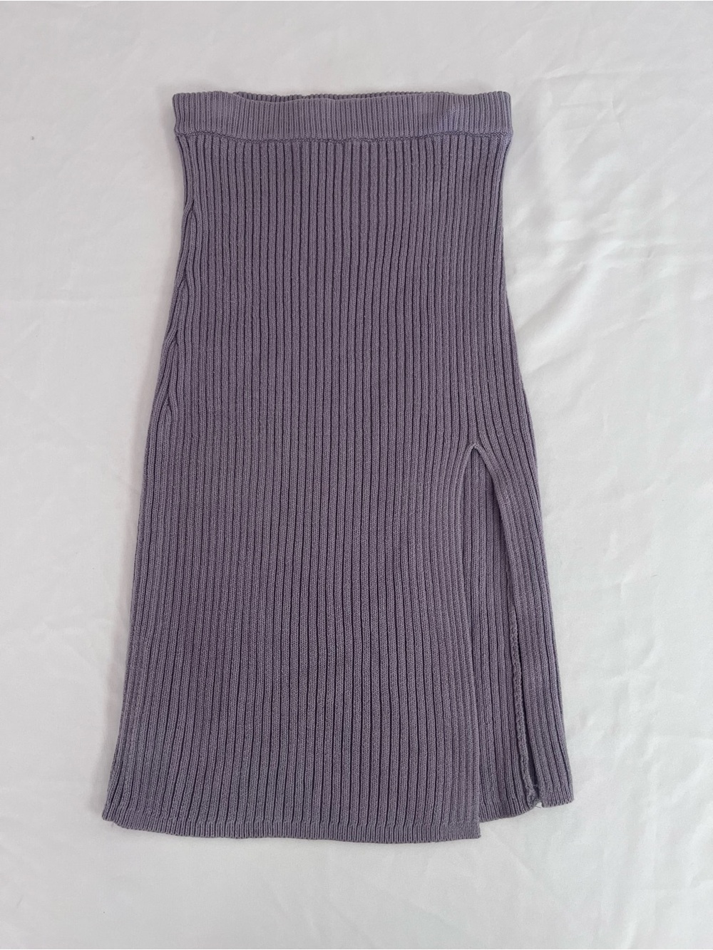 Hollister Ribbed Knit Midi Skirt with Side Slit - Lavender
